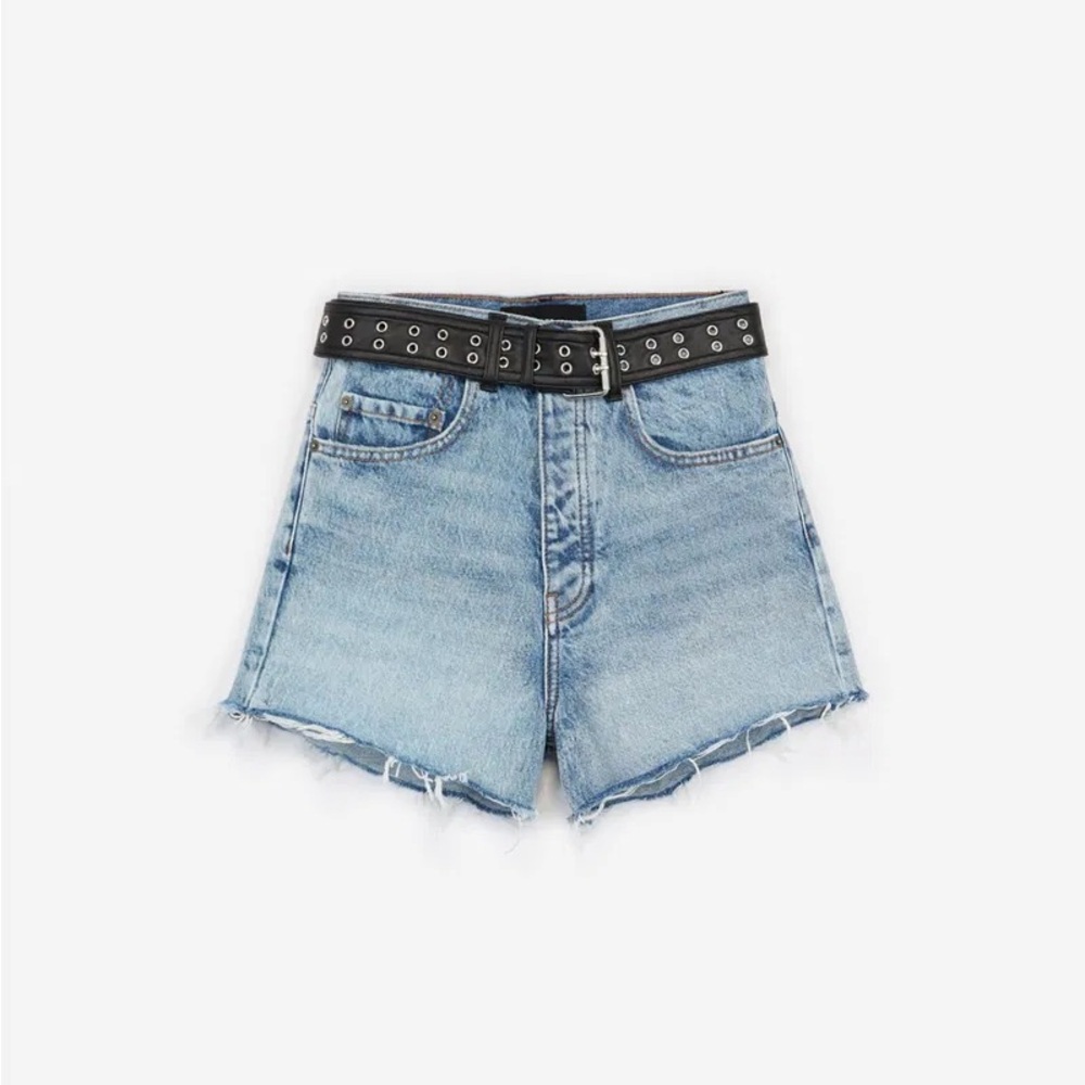 NWT The Kooples Jeans Denim Short with Eyelets Belt - Picture 3 of 11